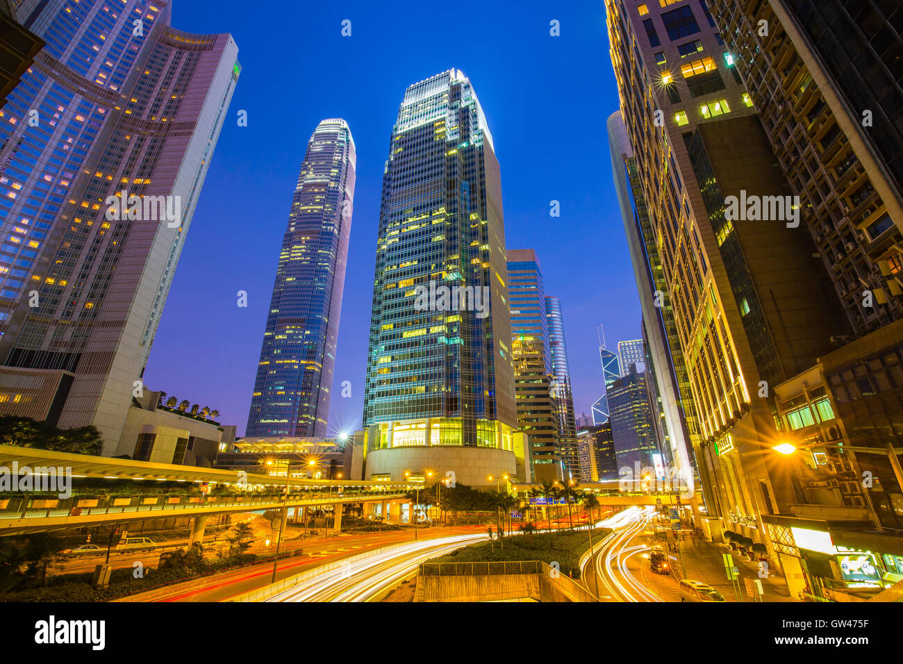 Street View von Hong Kong Stadt in China. Stockfoto