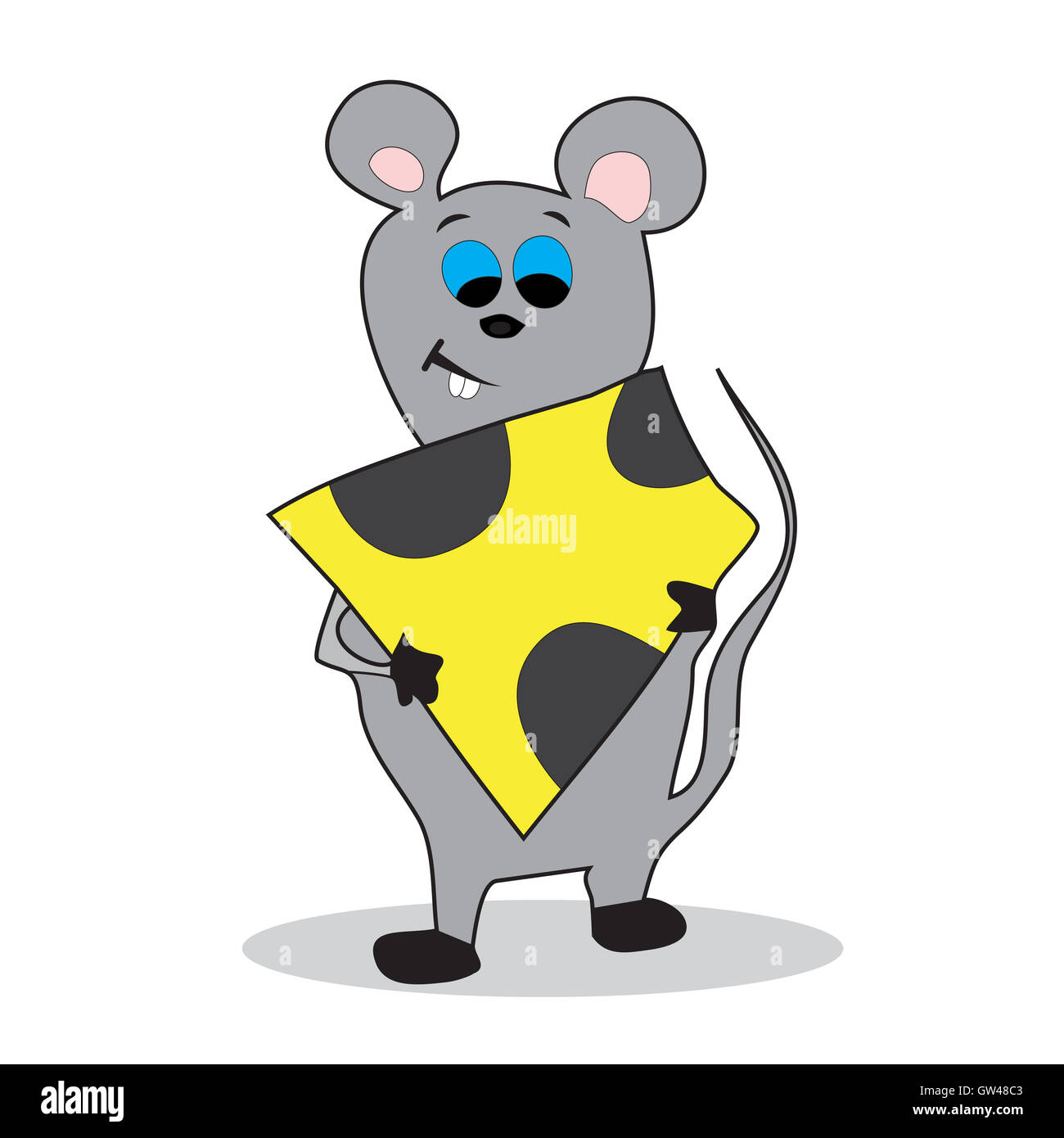 Cartoon-Maus mit Käse. Maus Tier Maus isoliert, Vektor-illustration Stockfoto