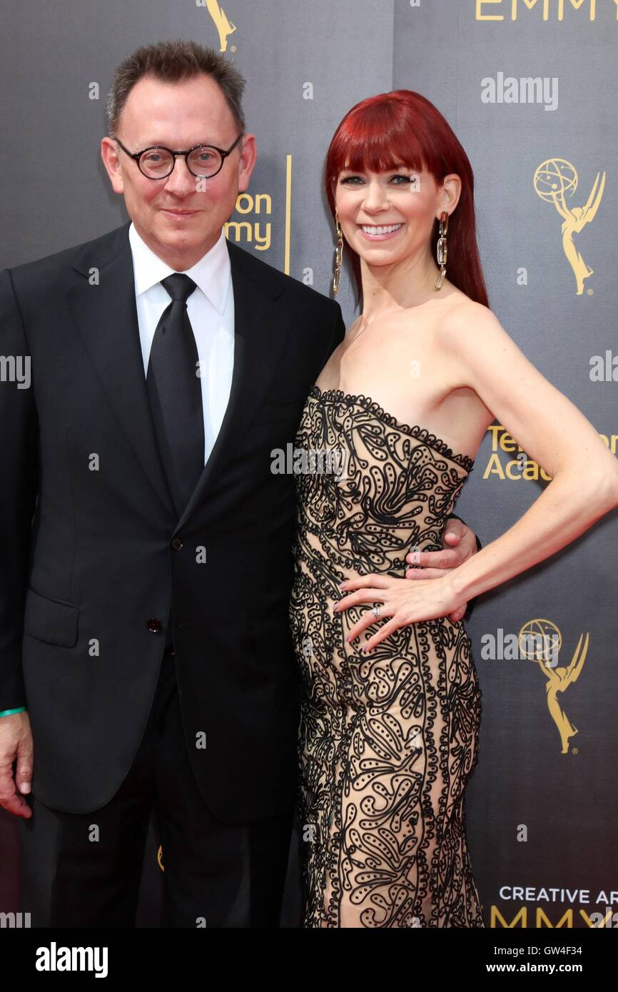 Los Angeles, CA, USA. 10. September 2016. Michael Emerson, Carrie Preston im Ankunftsbereich für 2016 Creative Arts Emmy Awards - SA, Microsoft Theater, Los Angeles, CA 10. September 2016. Bildnachweis: Priscilla Grant/Everett Collection/Alamy Live-Nachrichten Stockfoto