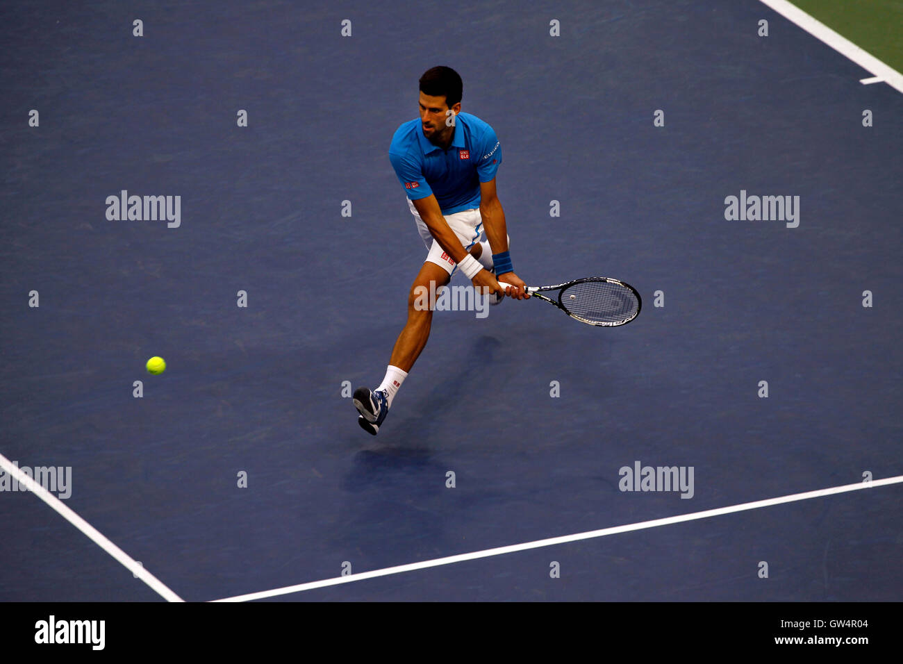 New York, Vereinigte Staaten von Amerika. 11. September 2016. Novak Djokovic in die Vereinigten Staaten Open Tennis Championships Finale gegen schweizweit Stan Warwinka in Flushing Meadows, New York am Sonntag, den 11. September. Bildnachweis: Adam Stoltman/Alamy Live-Nachrichten Stockfoto