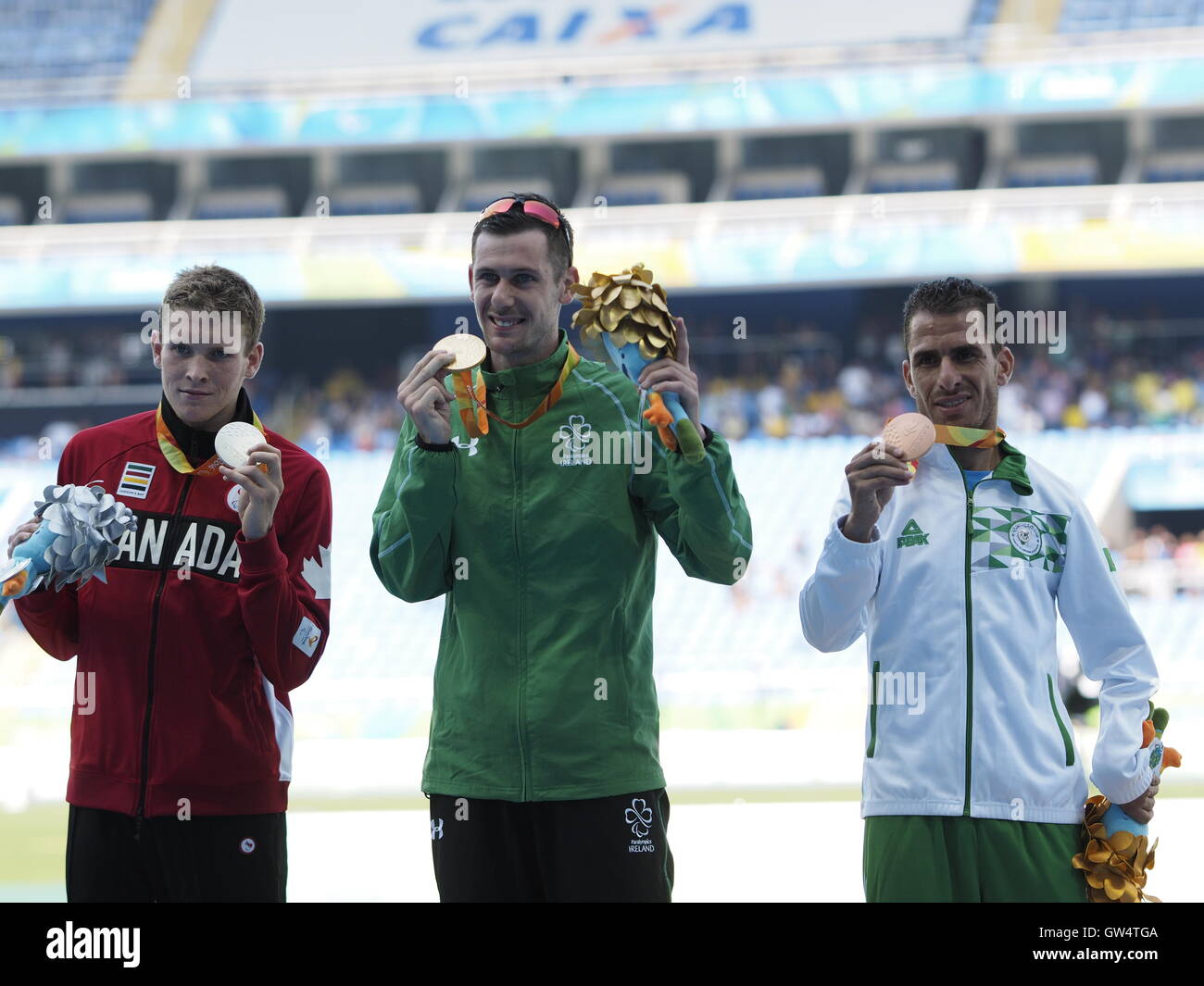 Rio De Janeiro, Brasilien. 11. September 2016. Rio 2016n Paralympics, Mens 1500m T37 Medaille Präsentation Credit: PhotoAbility/Alamy Live News Stockfoto