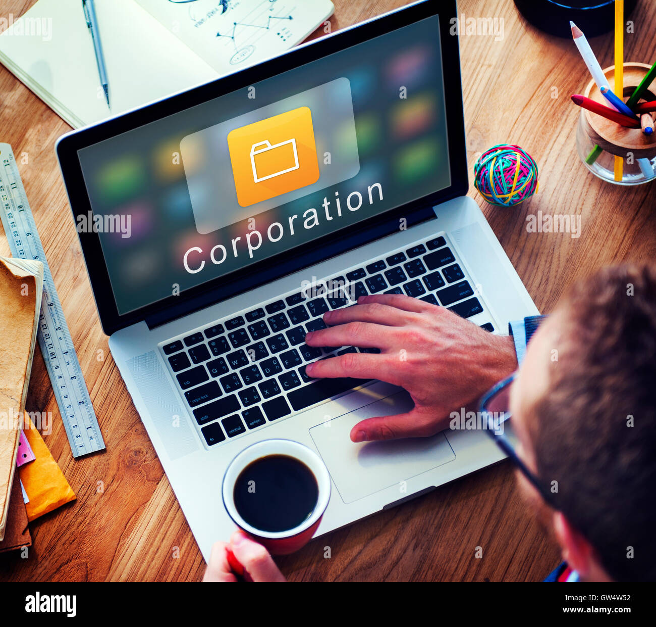 Digitalen Ordner Anwendung Geschäftskonzept Stockfoto