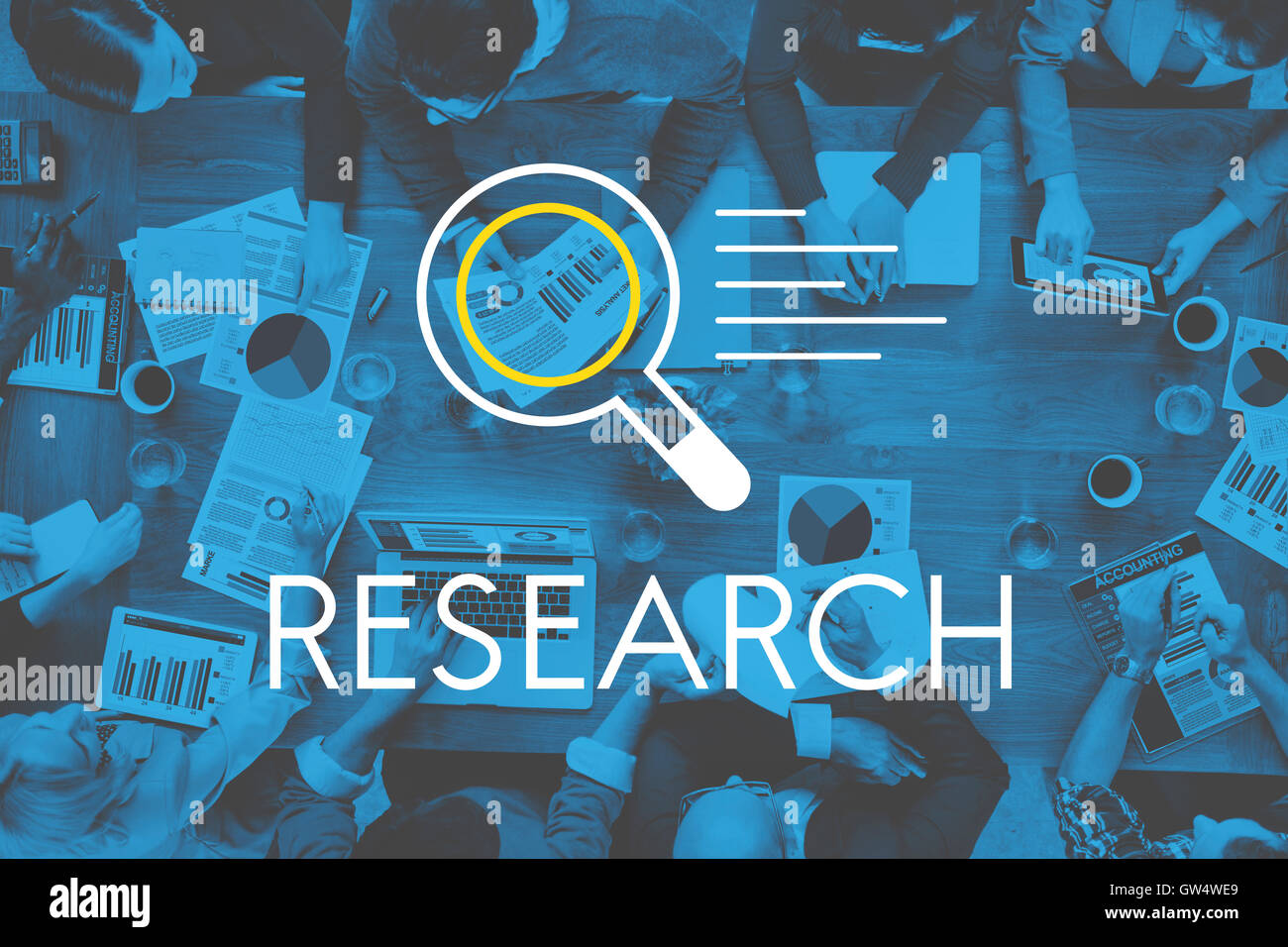 Forschungskonzept Ergebnisse Knowledge Discovery Stockfoto