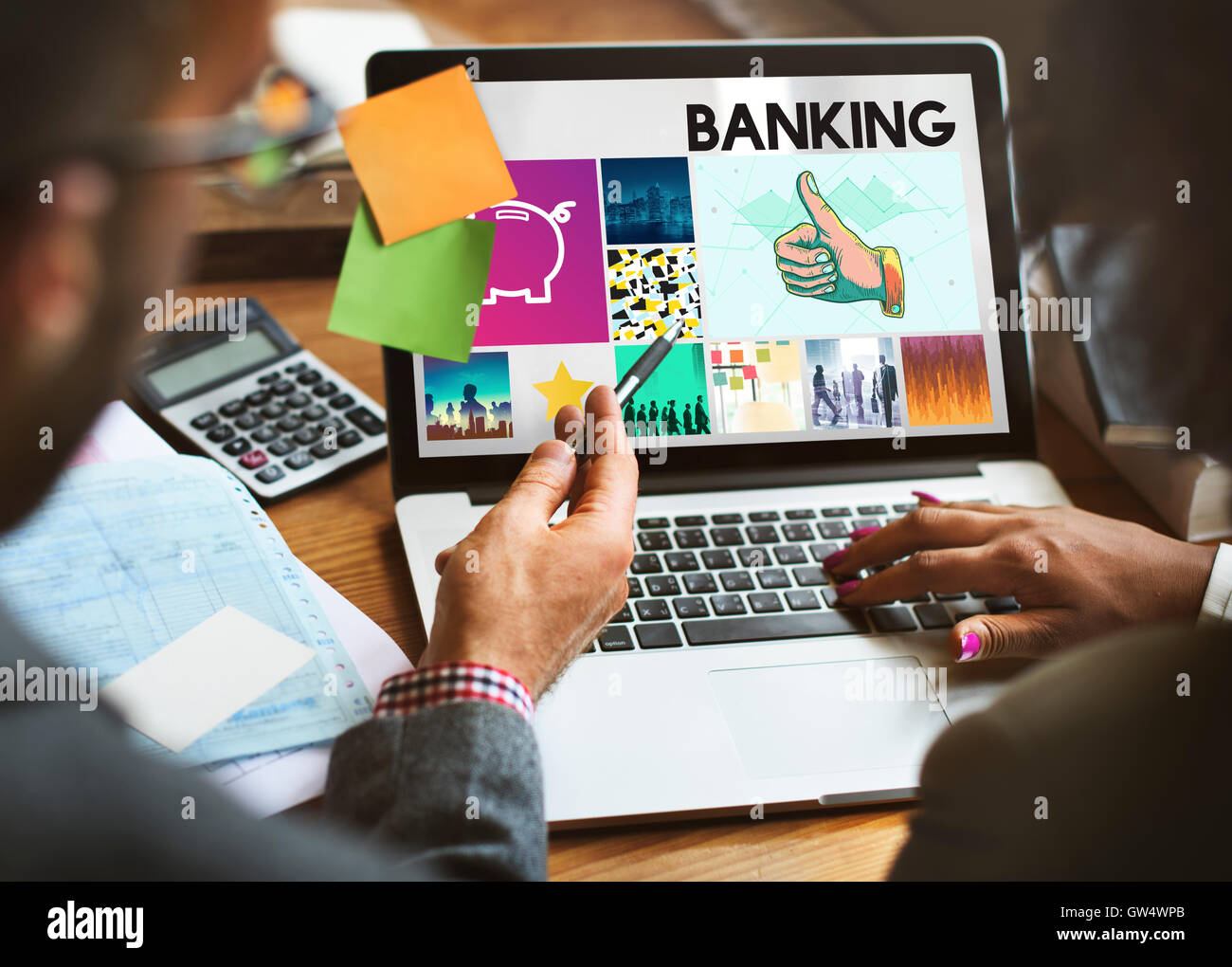 Buchhaltung, Banking Finance Einnahmen Grafikkonzept Stockfoto