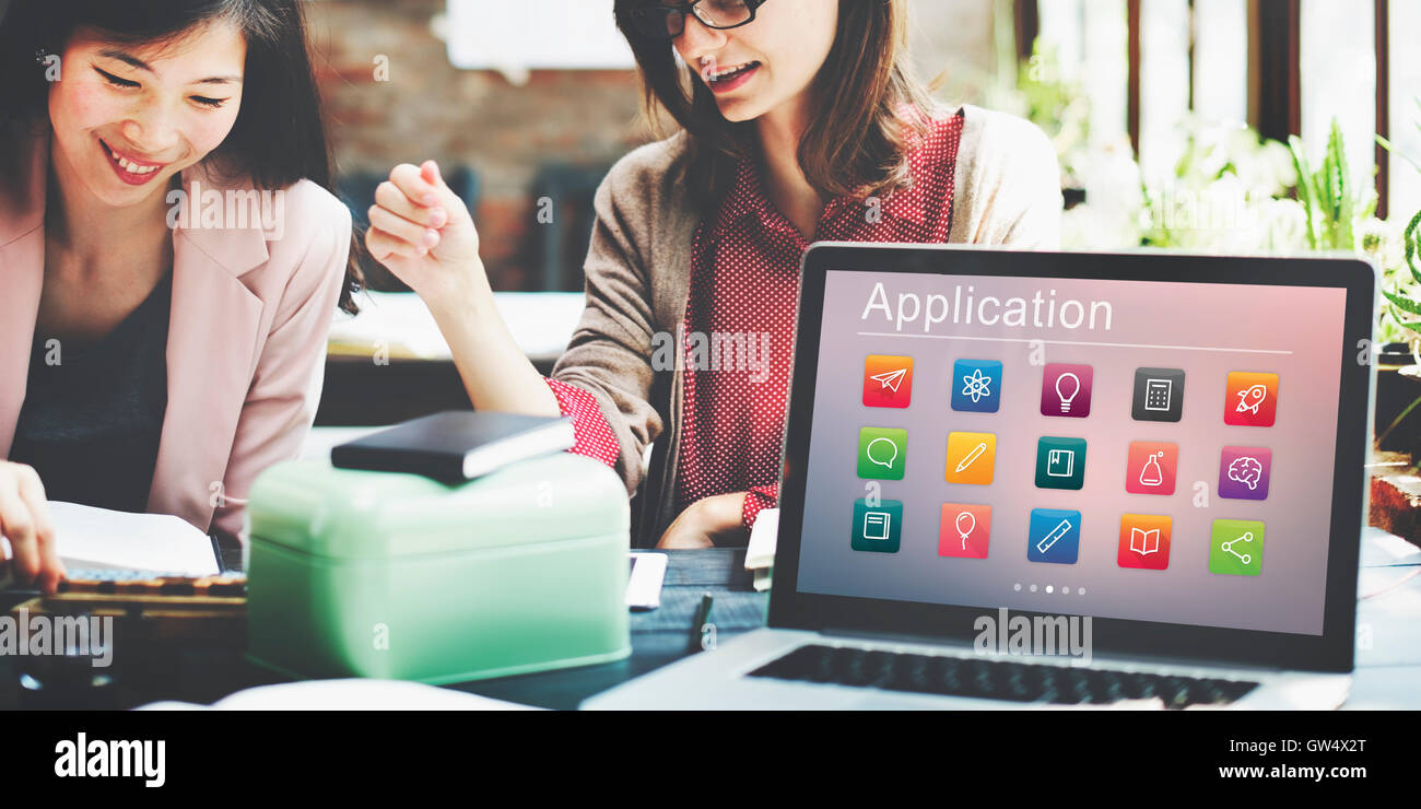 E-Learning Online-Anwendung Bildungskonzept Stockfoto