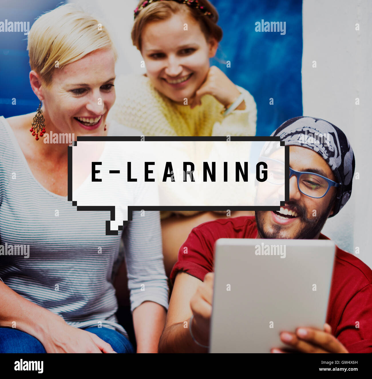E-Learning Online-Bildung-Medienkonzept Stockfoto