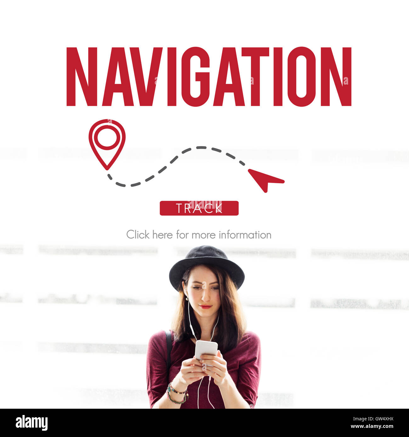 Navigation GPS Stadt Locator erforschen Konzept Stockfoto