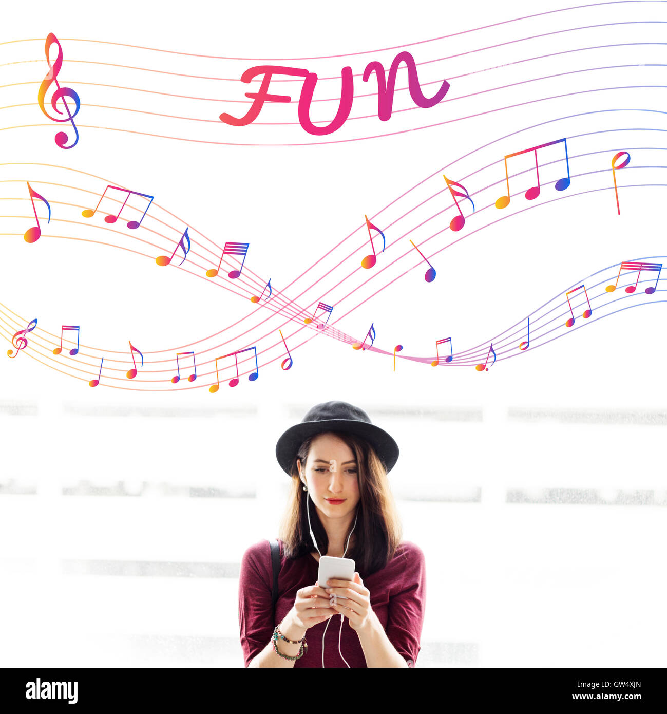 Musik Noten Entertainment Melodie hören-Konzept Stockfoto