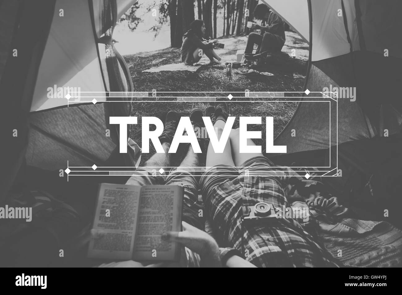 Wildnis Abenteuer Reise Camping Lifestyle-Konzept Stockfoto