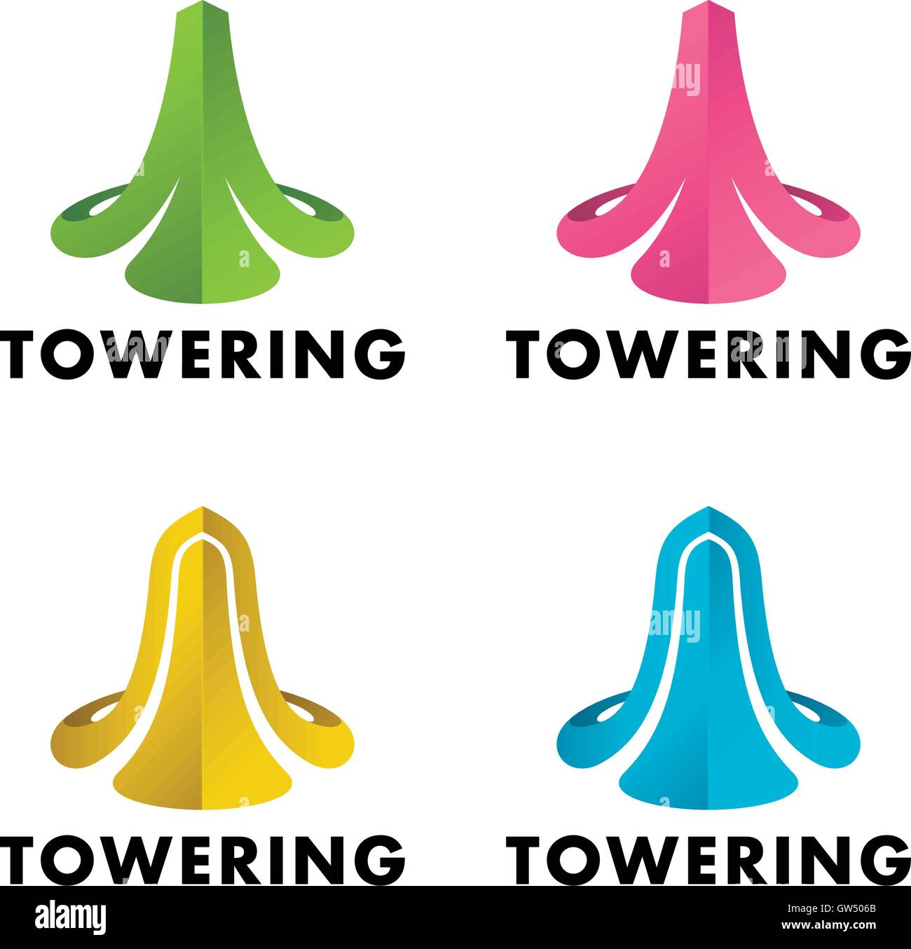 3D Vektor-Logos. Bunte Türme Symbole Stock Vektor