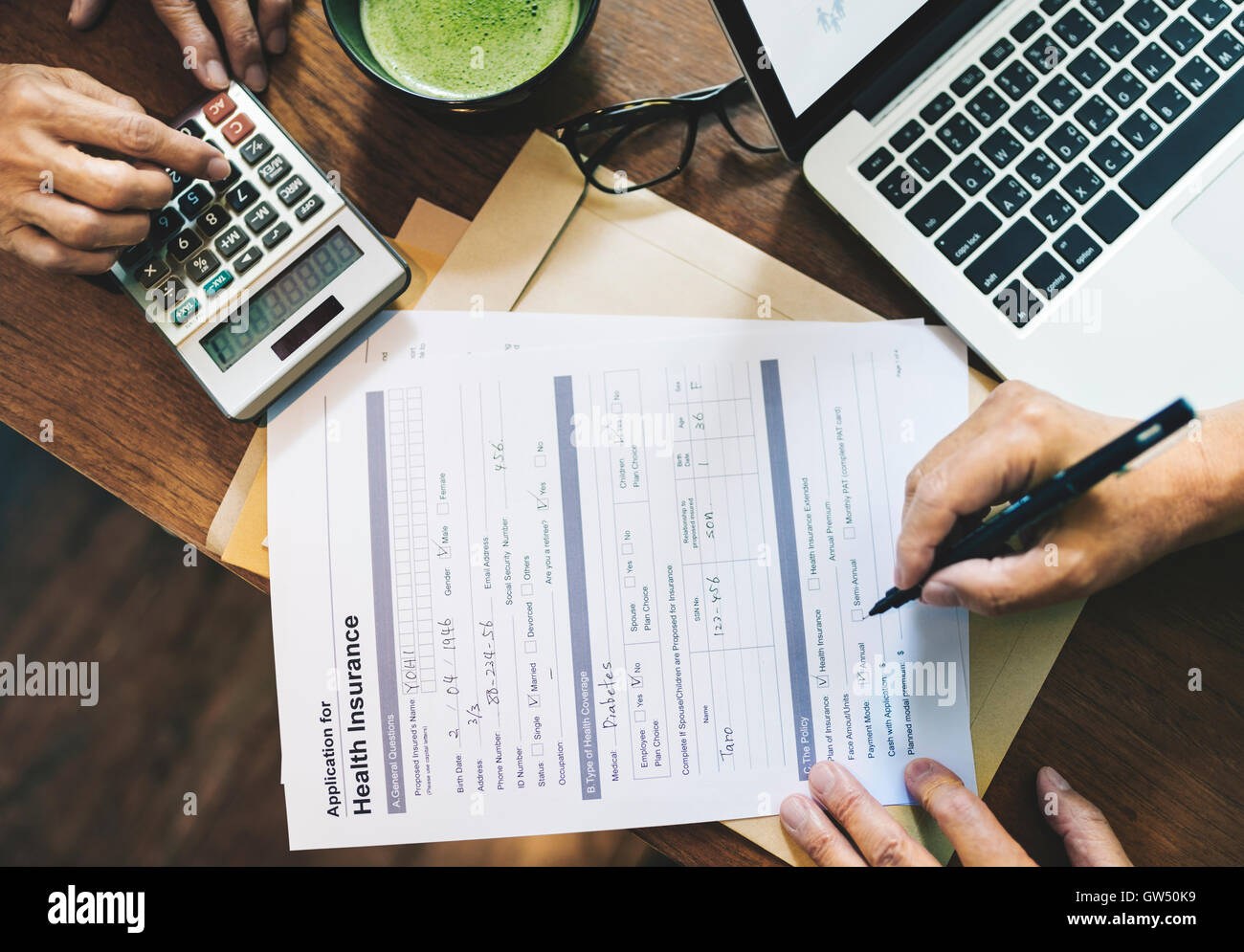 Versicherungsantrag Risk Assessment Sicherheitskonzept Stockfoto