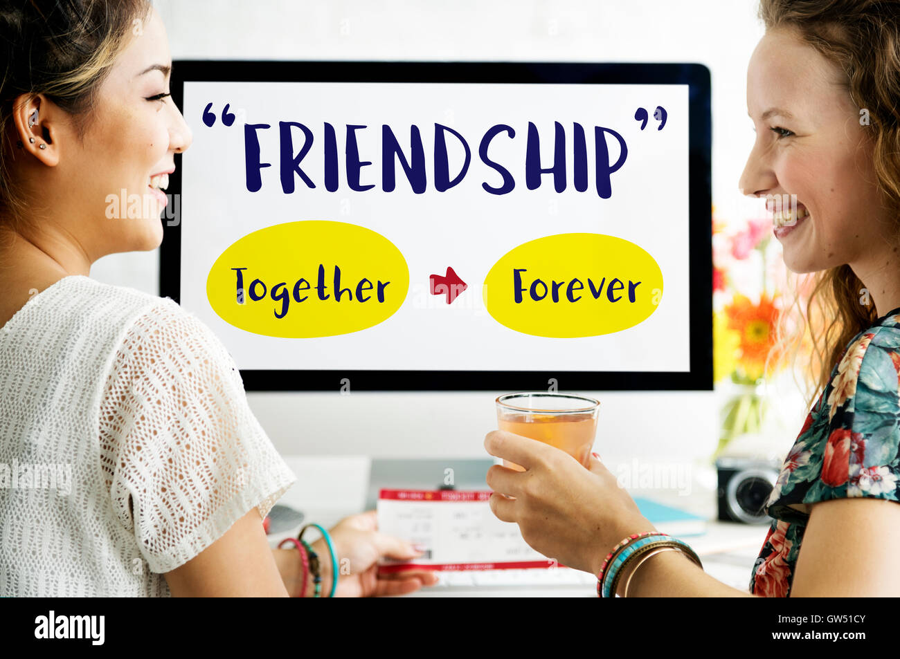 Beste Freunde-Beziehungen verbinden Konzept Stockfoto
