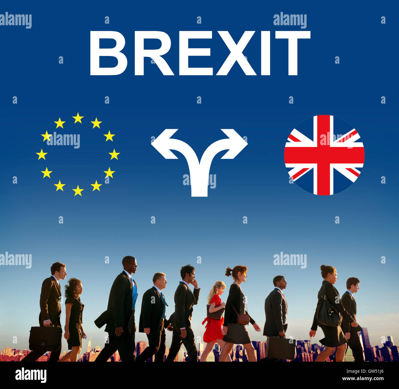 Brexit England Europaflagge Pfeil Konzept Stockfoto