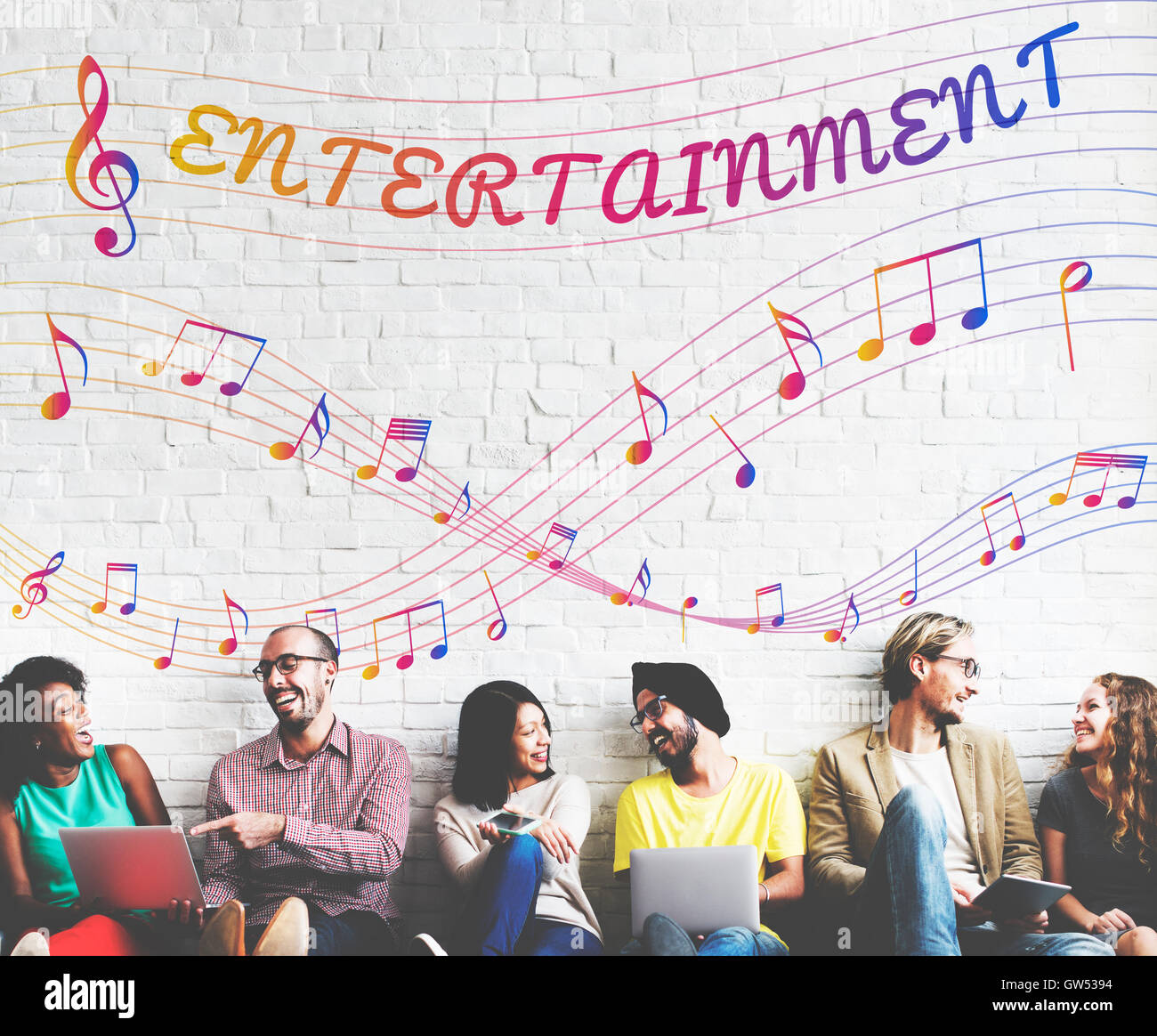 Musik Noten Entertainment Melodie hören-Konzept Stockfoto