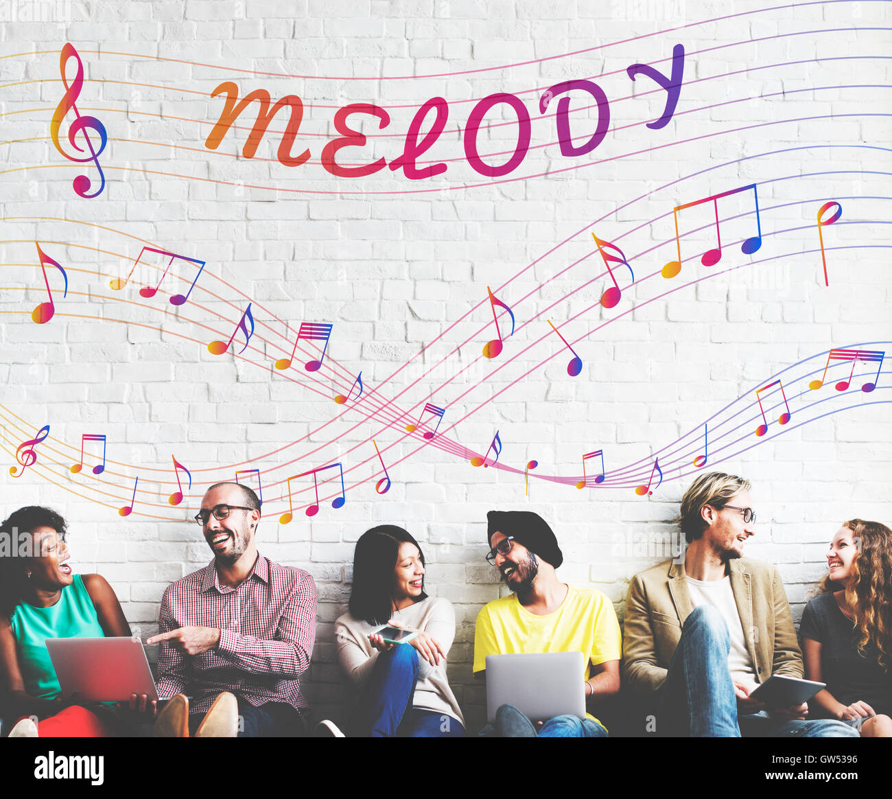 Musik Noten Entertainment Melodie hören-Konzept Stockfoto