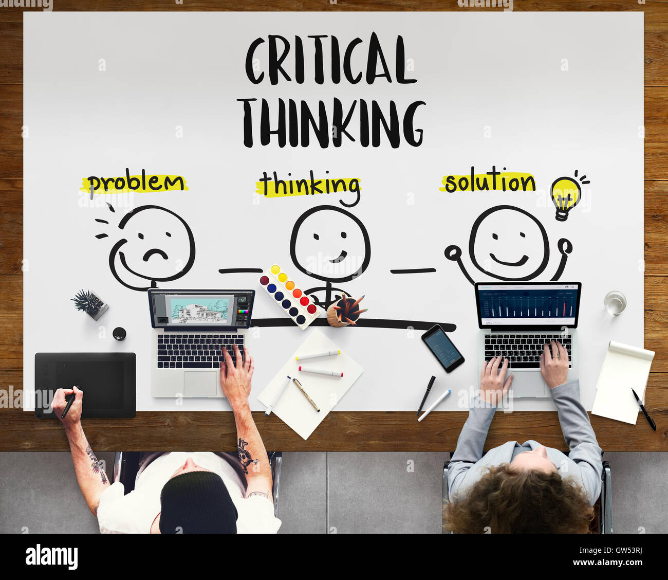 Kritisches Denken kreatives Brainstorming Menschen Konzept Stockfoto