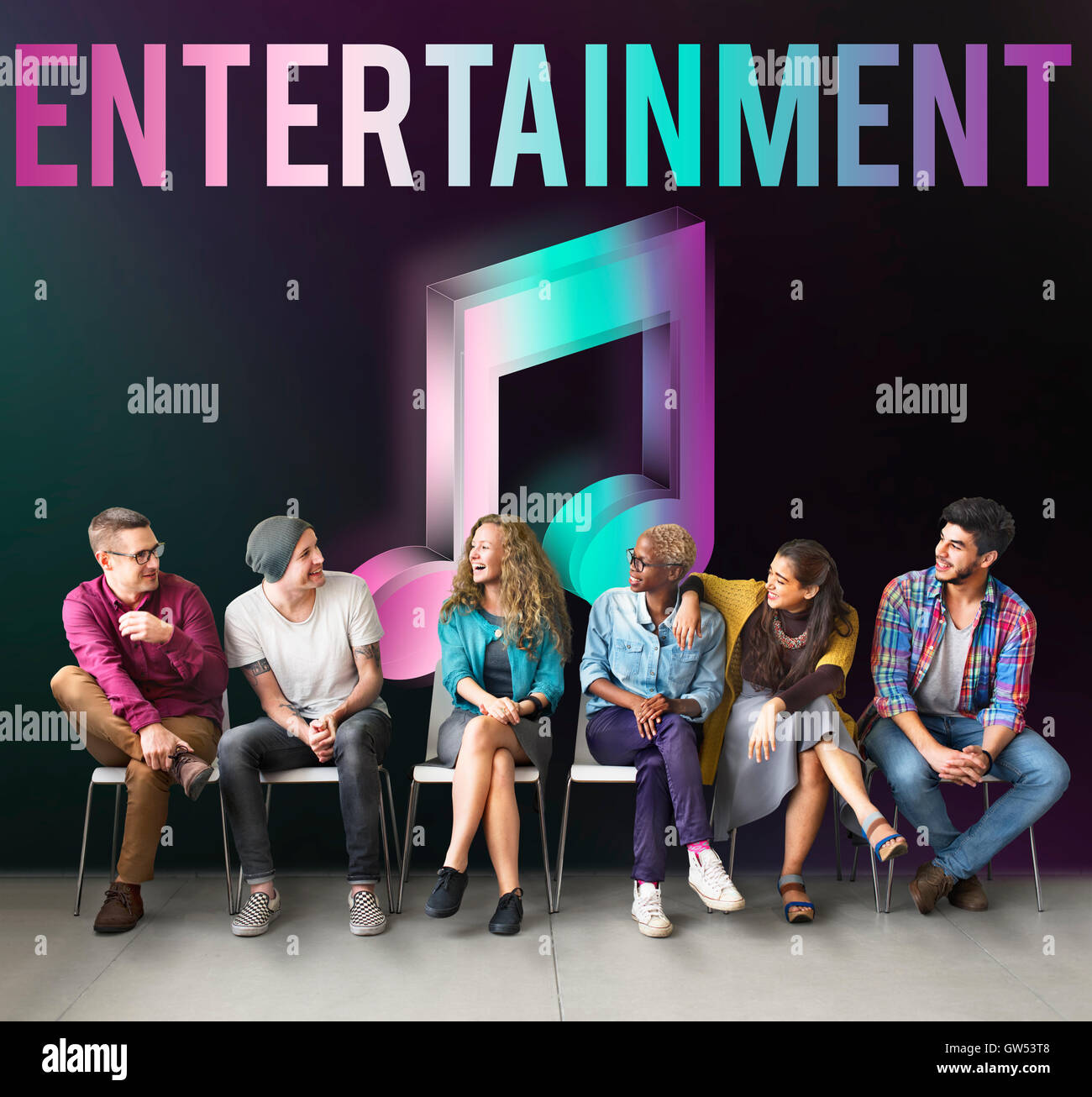 Digitale Musik-Streaming-Online-Multimedia-Entertainment-Konzept Stockfoto