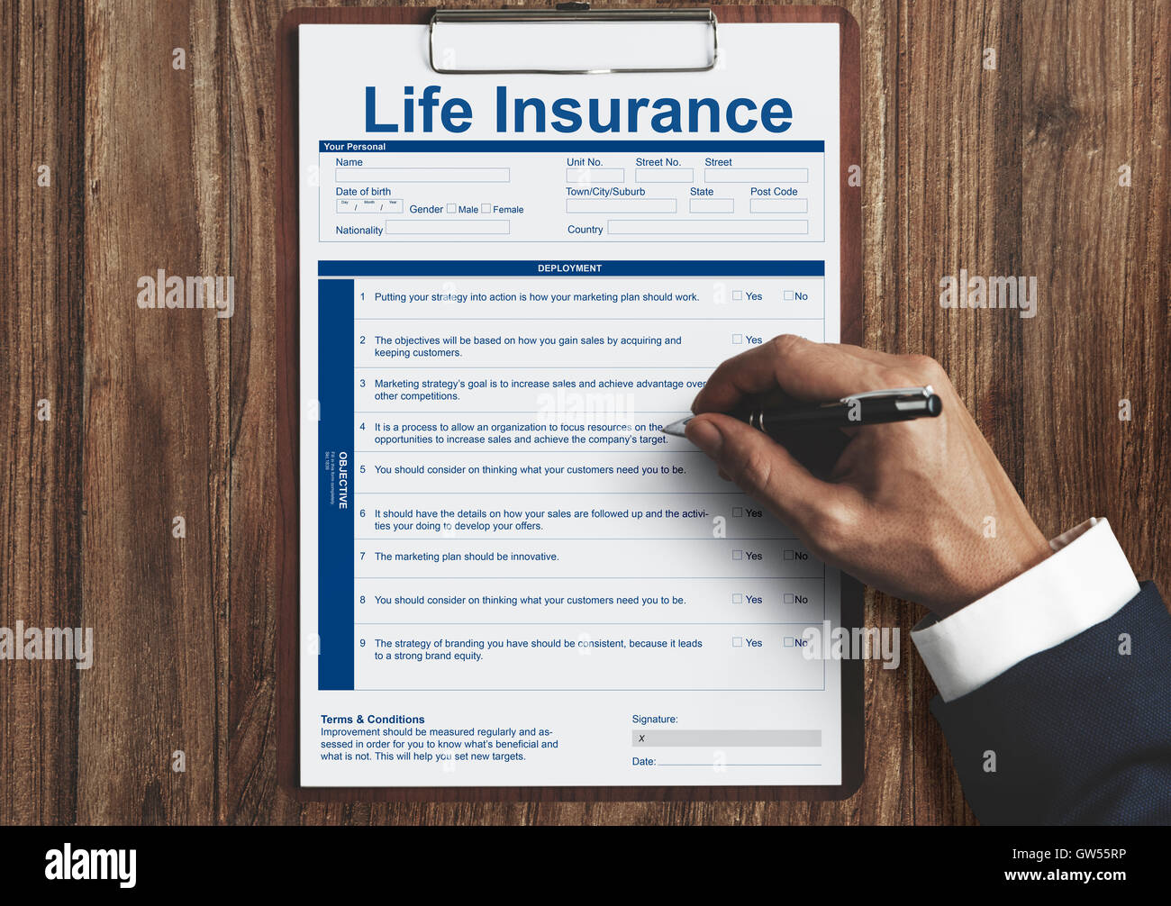 Life Insurance Policy Nutzungsbedingungen Nutzungskonzept Stockfoto
