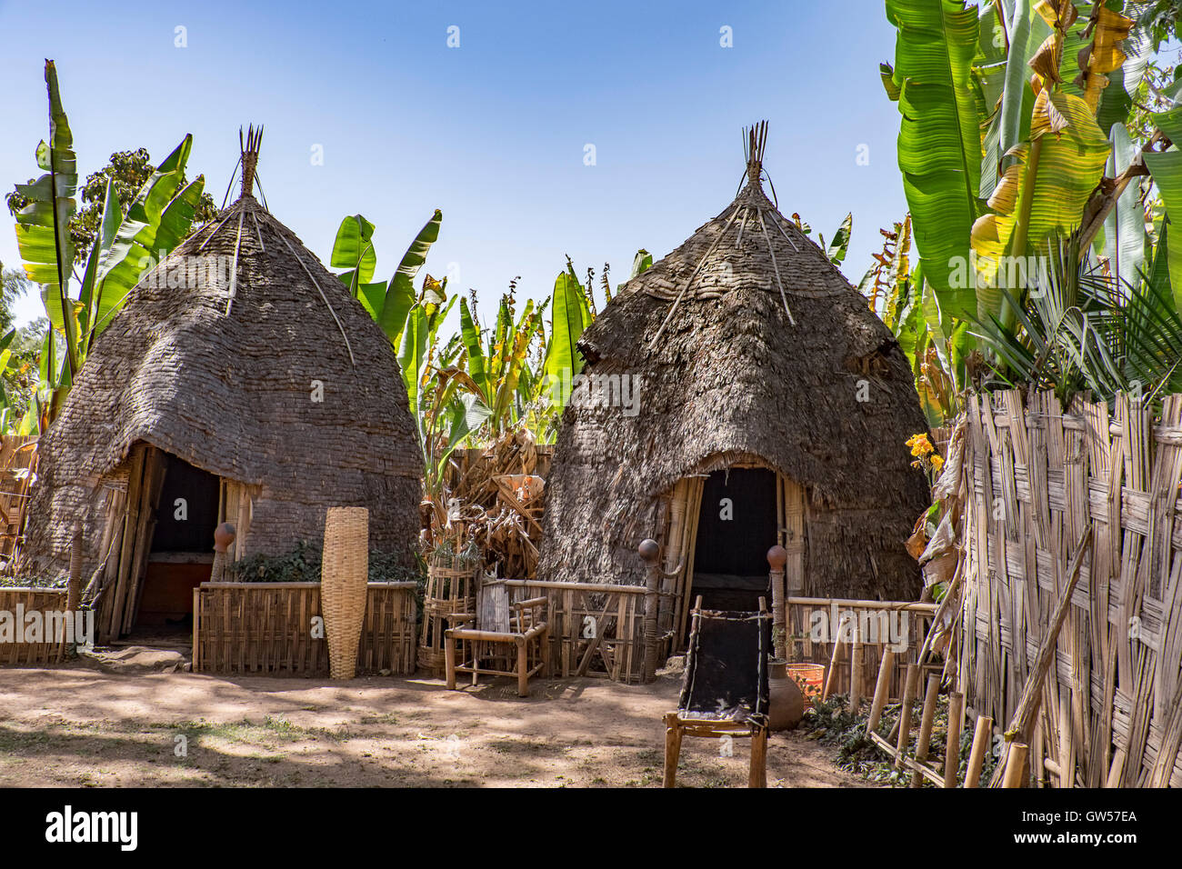 Bienenstock förmigen Häuser des Dworze-Stammes der Omo-Tal in Äthiopien Stockfoto