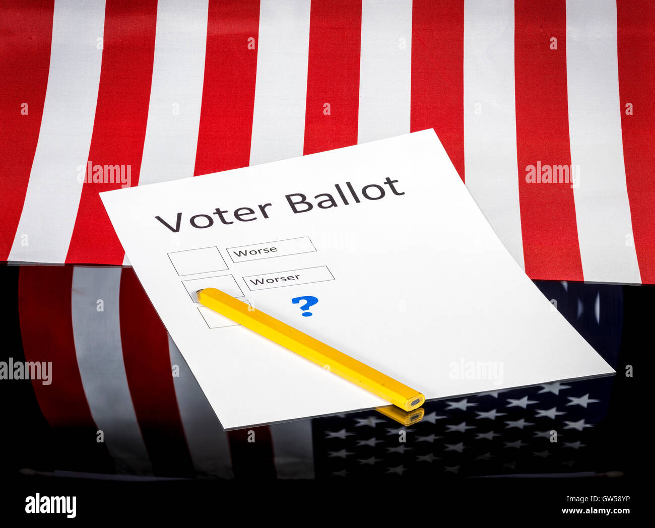 Wähler Stimmzettel mit verzweifelten entmutigend Entscheidungen Stockfoto