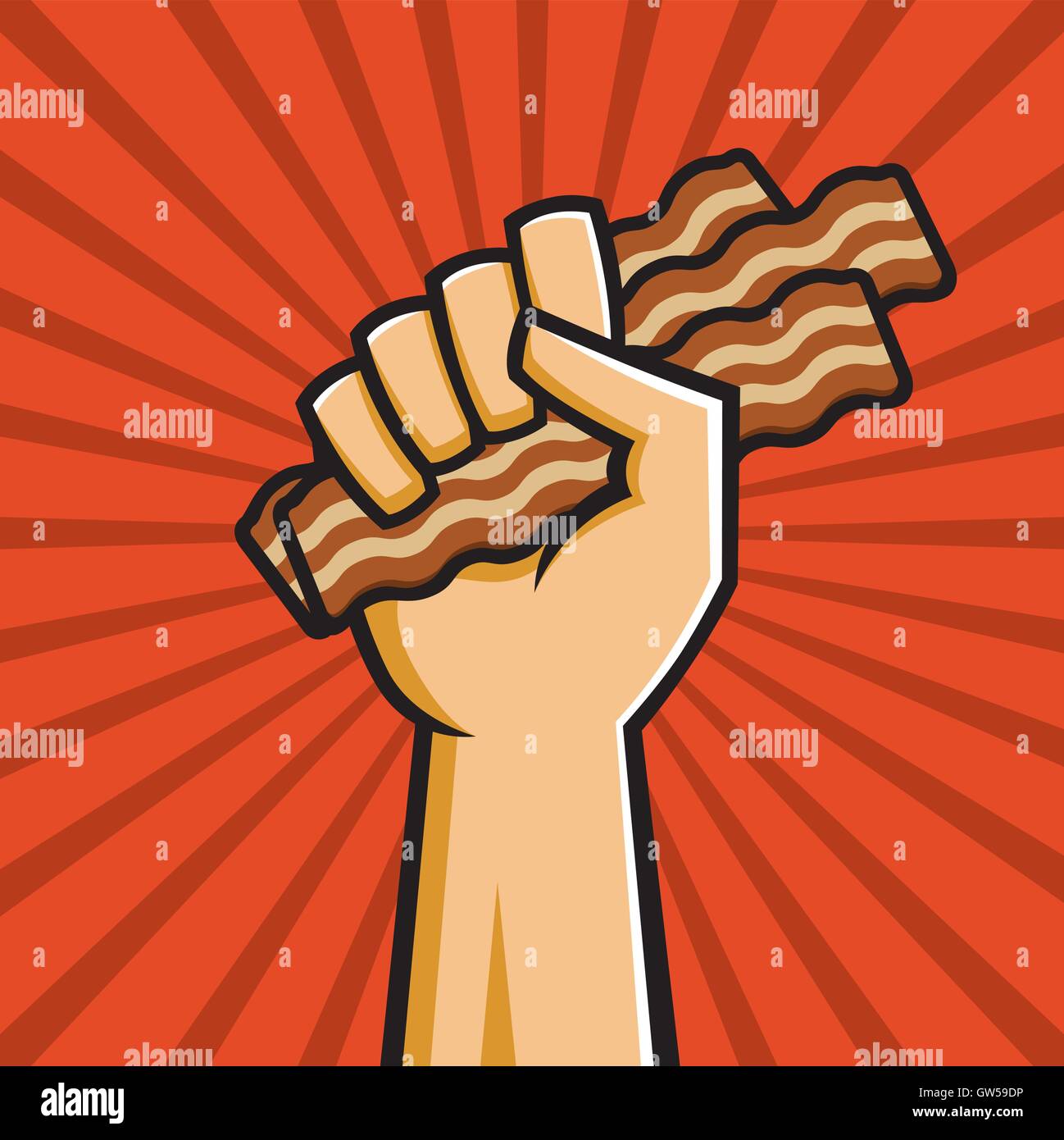 Erhob Faust Speck-Vektor-Design. Stock Vektor