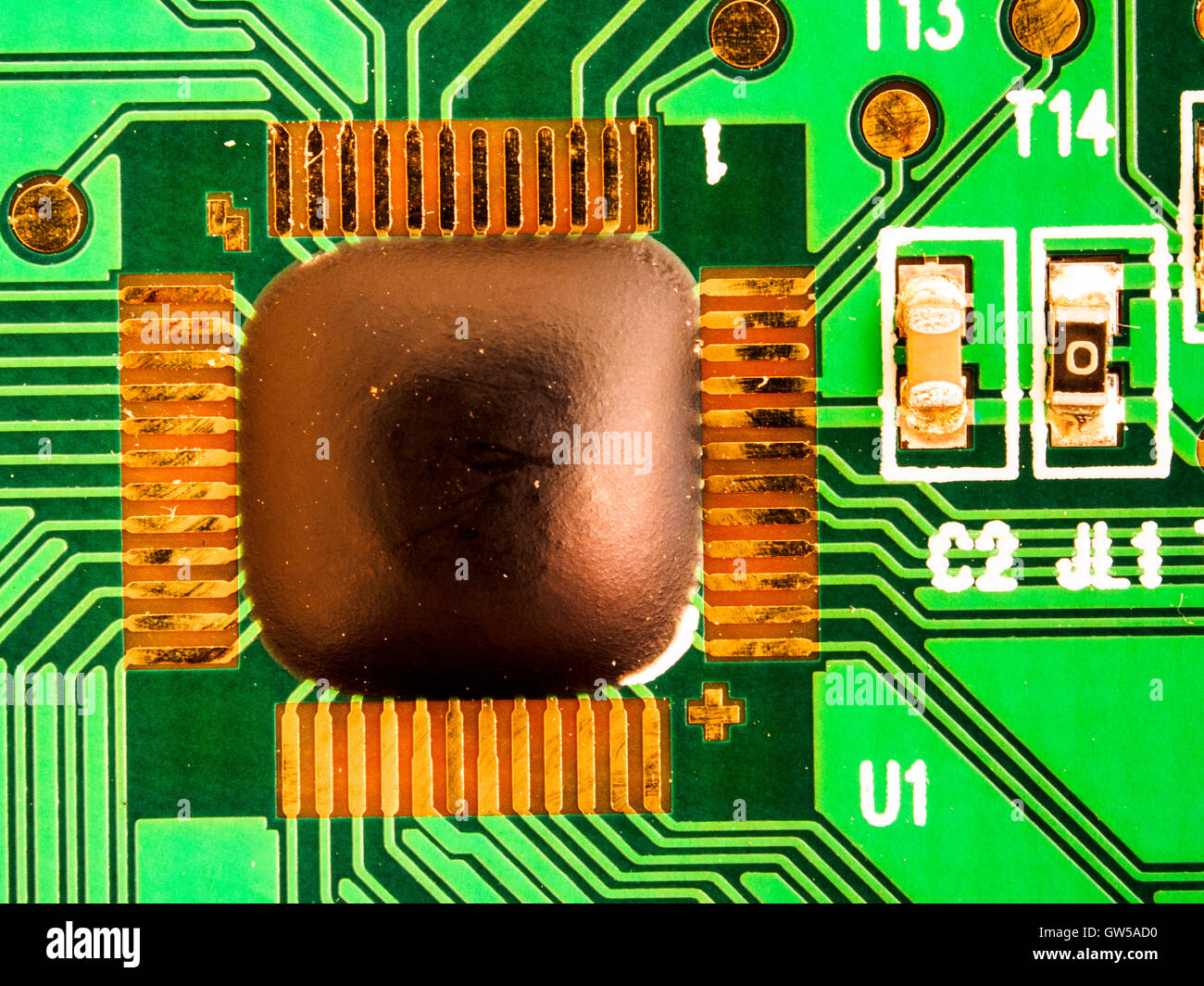 Detail von einem Notizblock-Motherboard Stockfoto