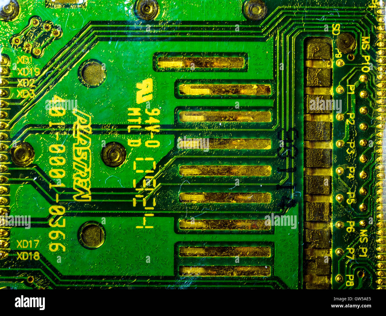 Detail von einem Notizblock-Motherboard Stockfoto
