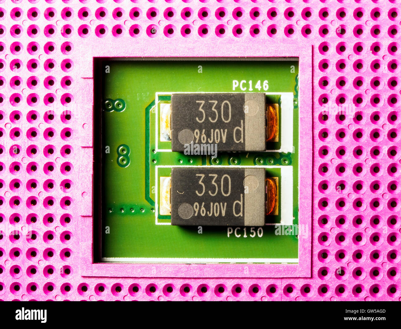 Detail von einem Notizblock-Motherboard Stockfoto