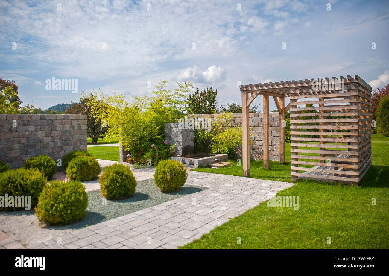 Botanischer Garten Volcji Potok, Arboretum, Kamnik, Slowenien Stockfoto