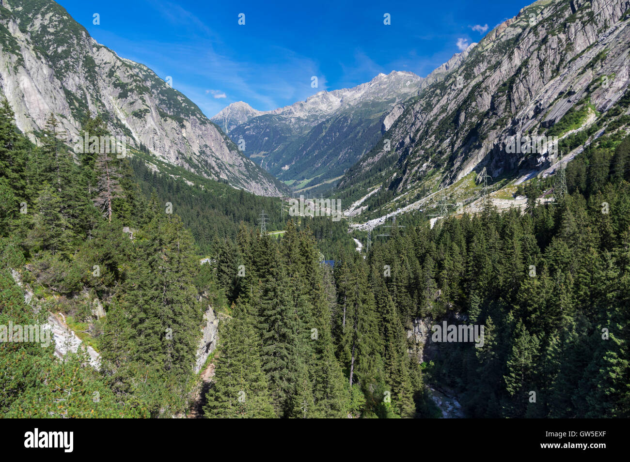 Blick auf Oberhasli, einem Tal nördlich von Grimsel Pass in den Schweizer Alpen. Berner Oberland, Schweiz. Stockfoto