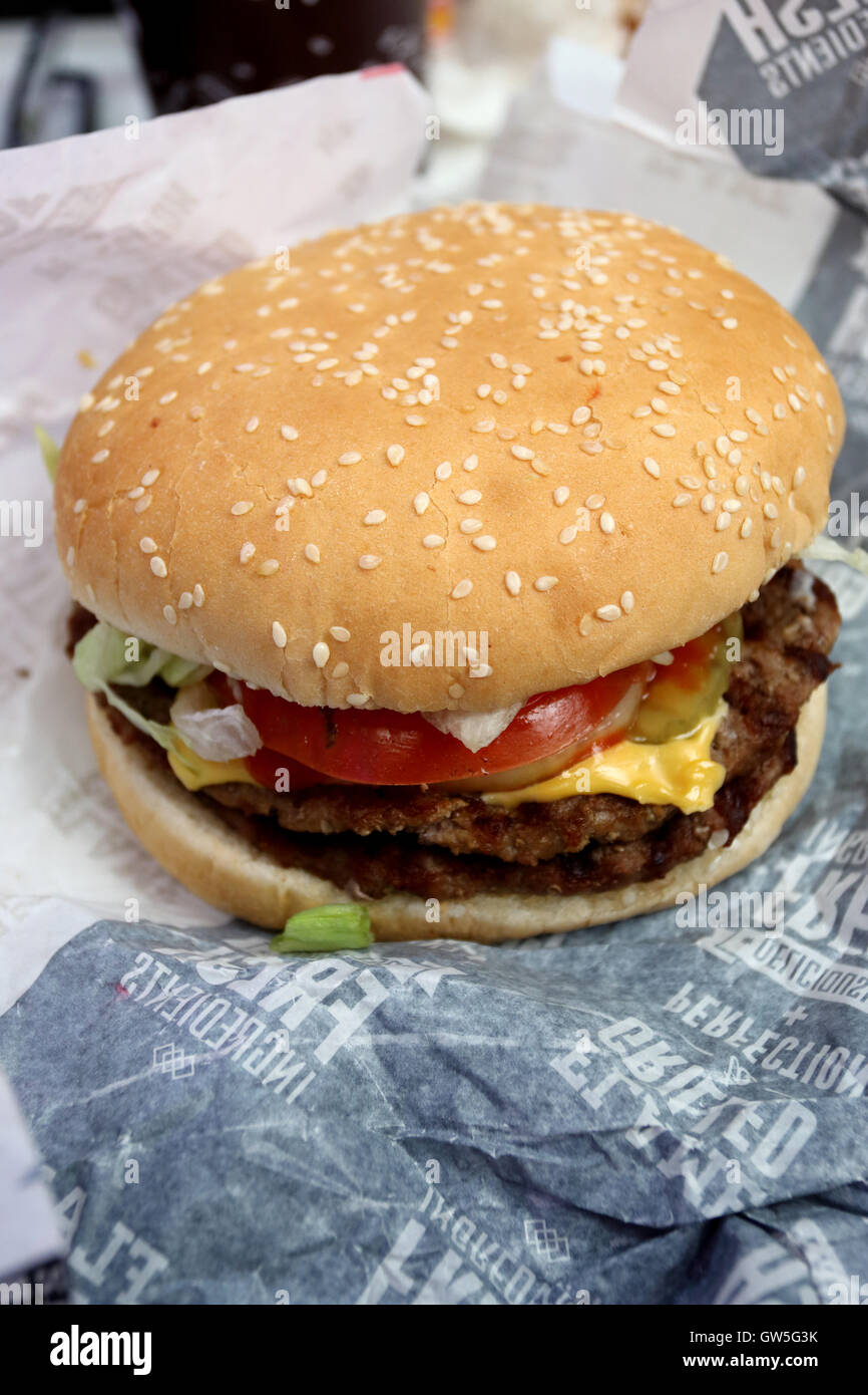 Hungrigen Jacks (Burger King) schnell Essen Beef-burger Stockfoto