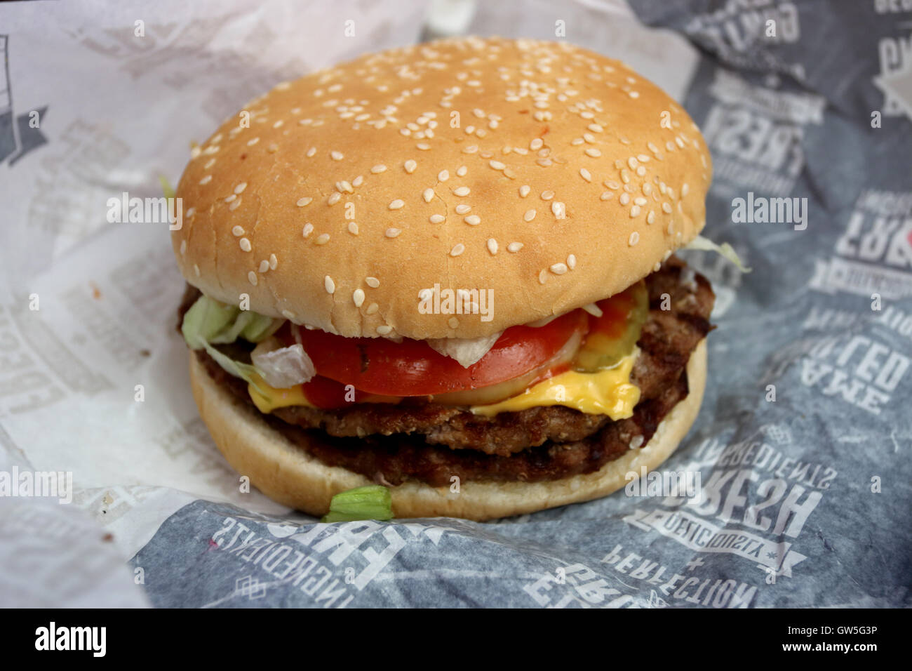 Hungrigen Jacks (Burger King) schnell Essen Beef-burger Stockfoto