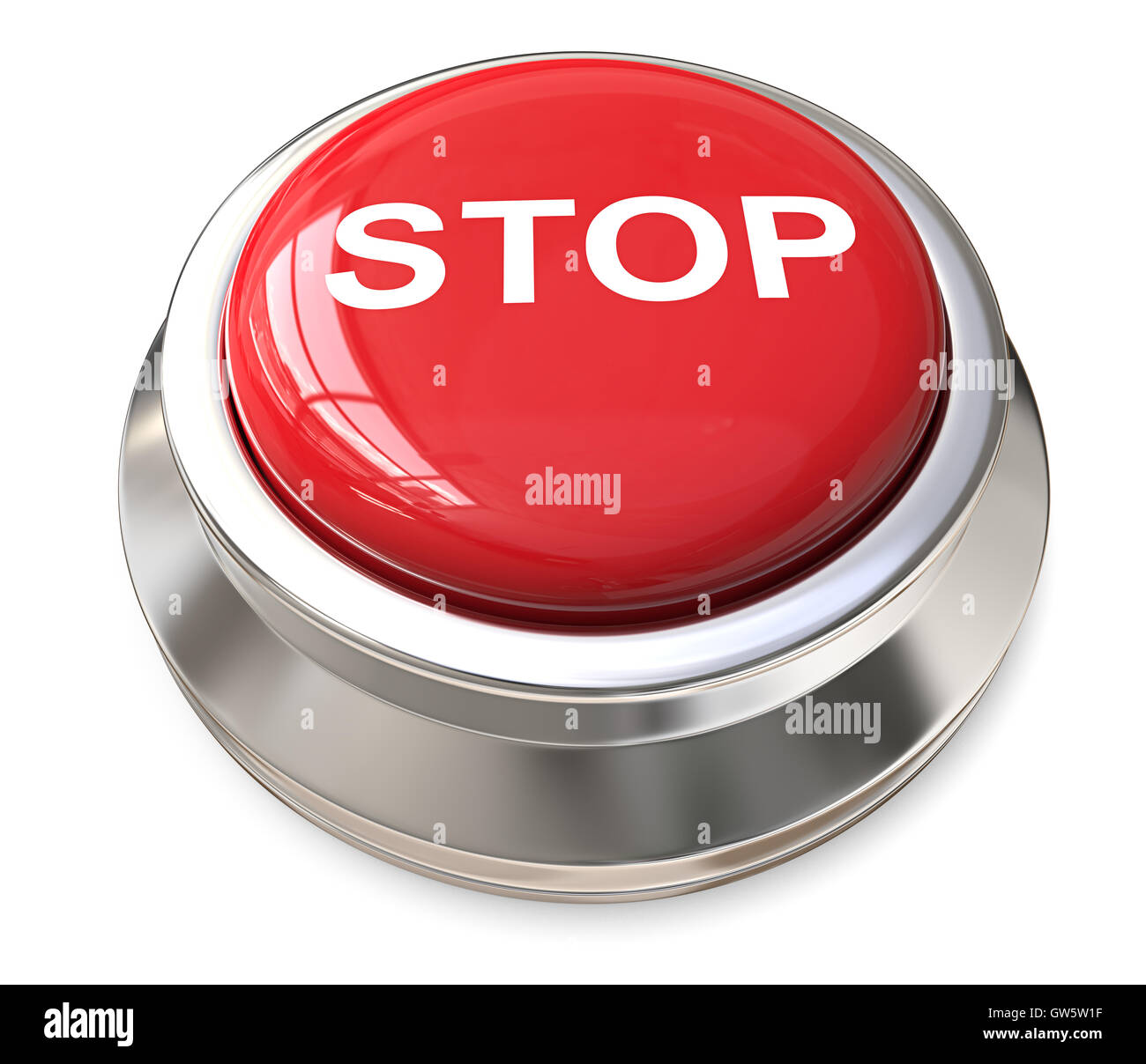 3D Render eine rote Stop-Taste. Stockfoto