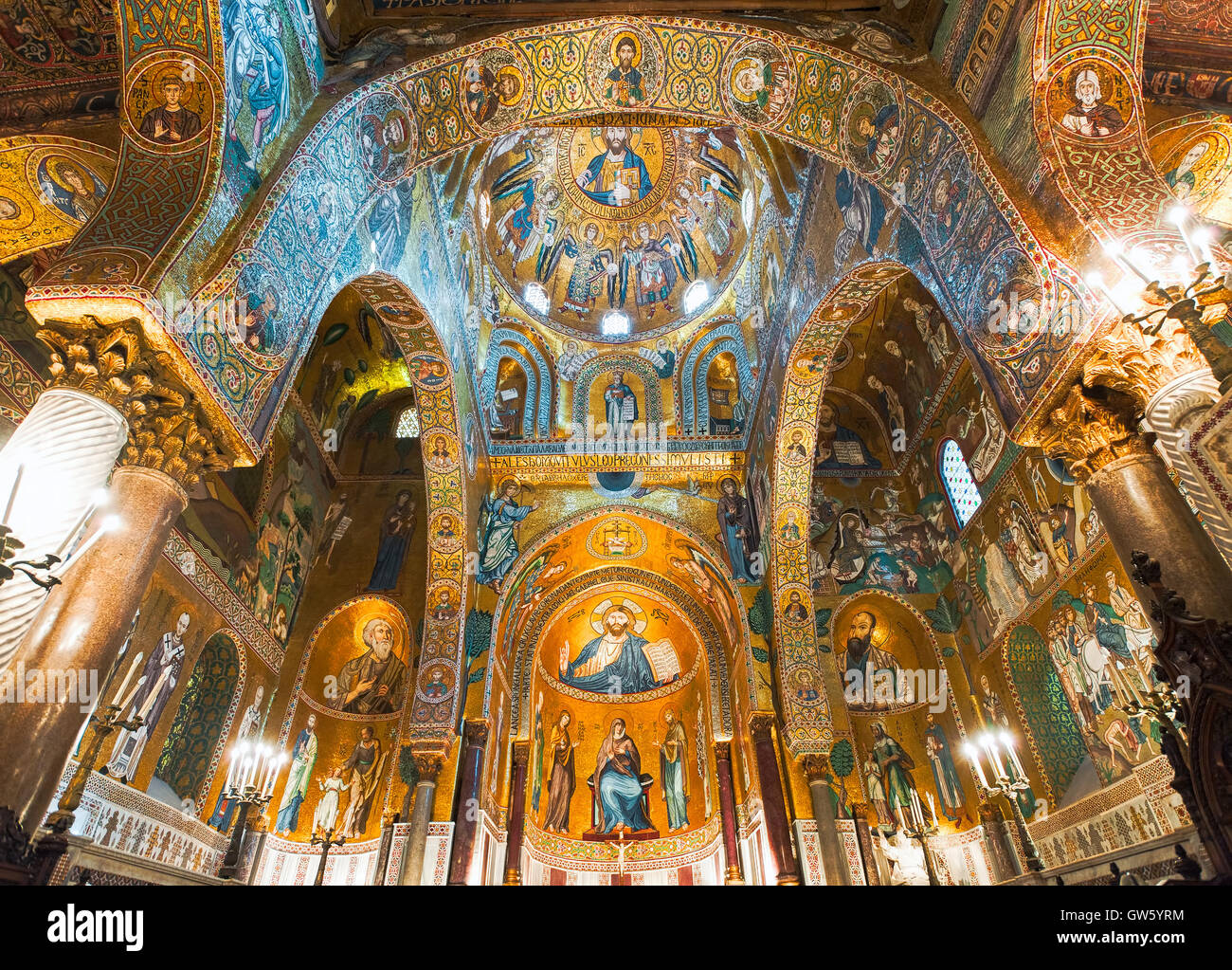 Goldenen Mosaiken in La Martorana Kirche in Palermo, Italien Stockfoto