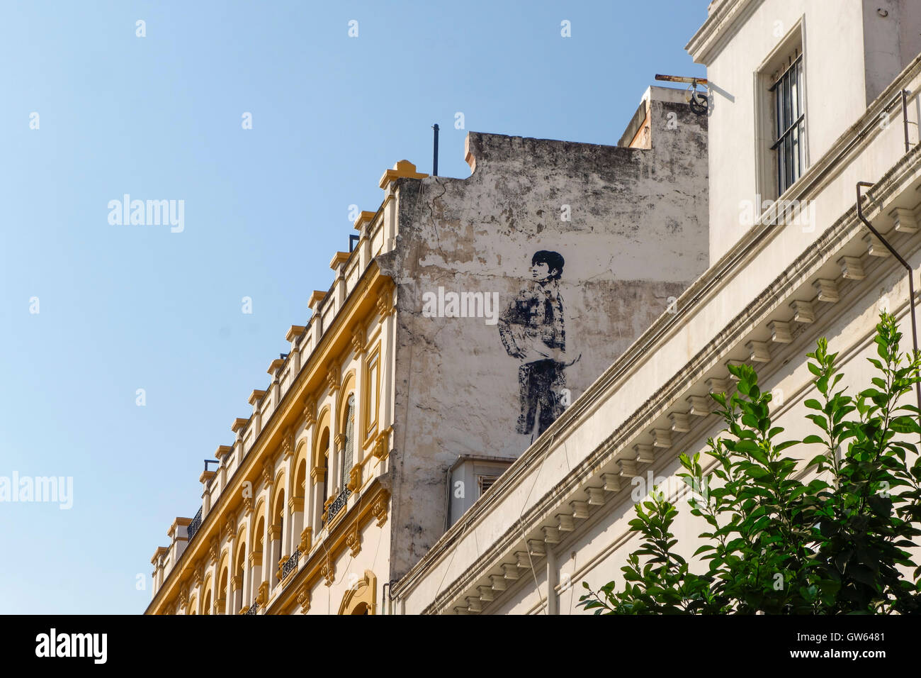 Street-Art zeigt ein Wandbild mit Torero auf der Wand, Sevilla, Spanien. Stockfoto