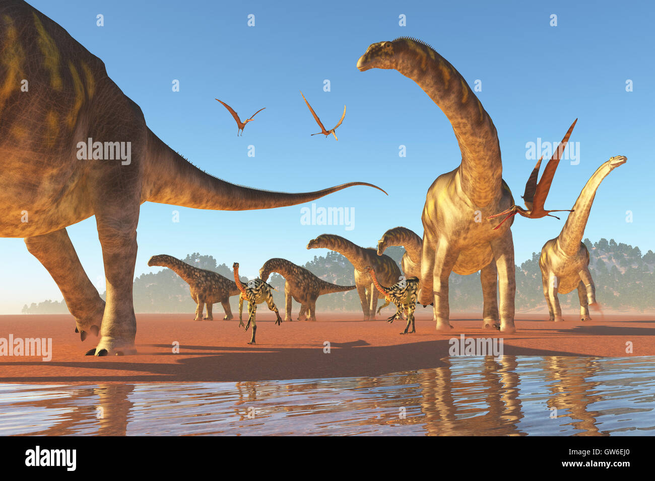Argentinosaurus Herde Stockfoto