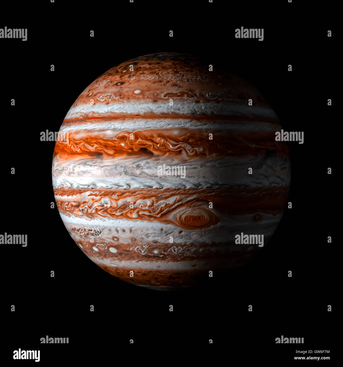 Sonnensystem Planeten Jupiter auf schwarzem Hintergrund 3D-Rendering. Elemente dieses Bildes, eingerichtet von der NASA Stockfoto