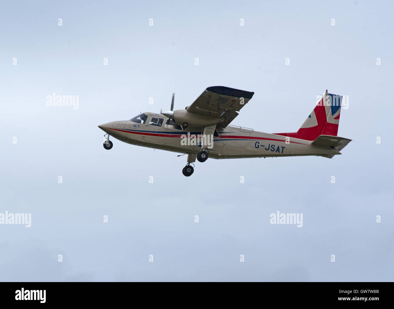 Pendler-Verkehrsflugzeug und leichte Dienstprogramm Flugzeuge. In Betrieb seit 1981. Turboprop-Entwicklung der BN-2 b-Insulaner.  SCO 11.250. Stockfoto