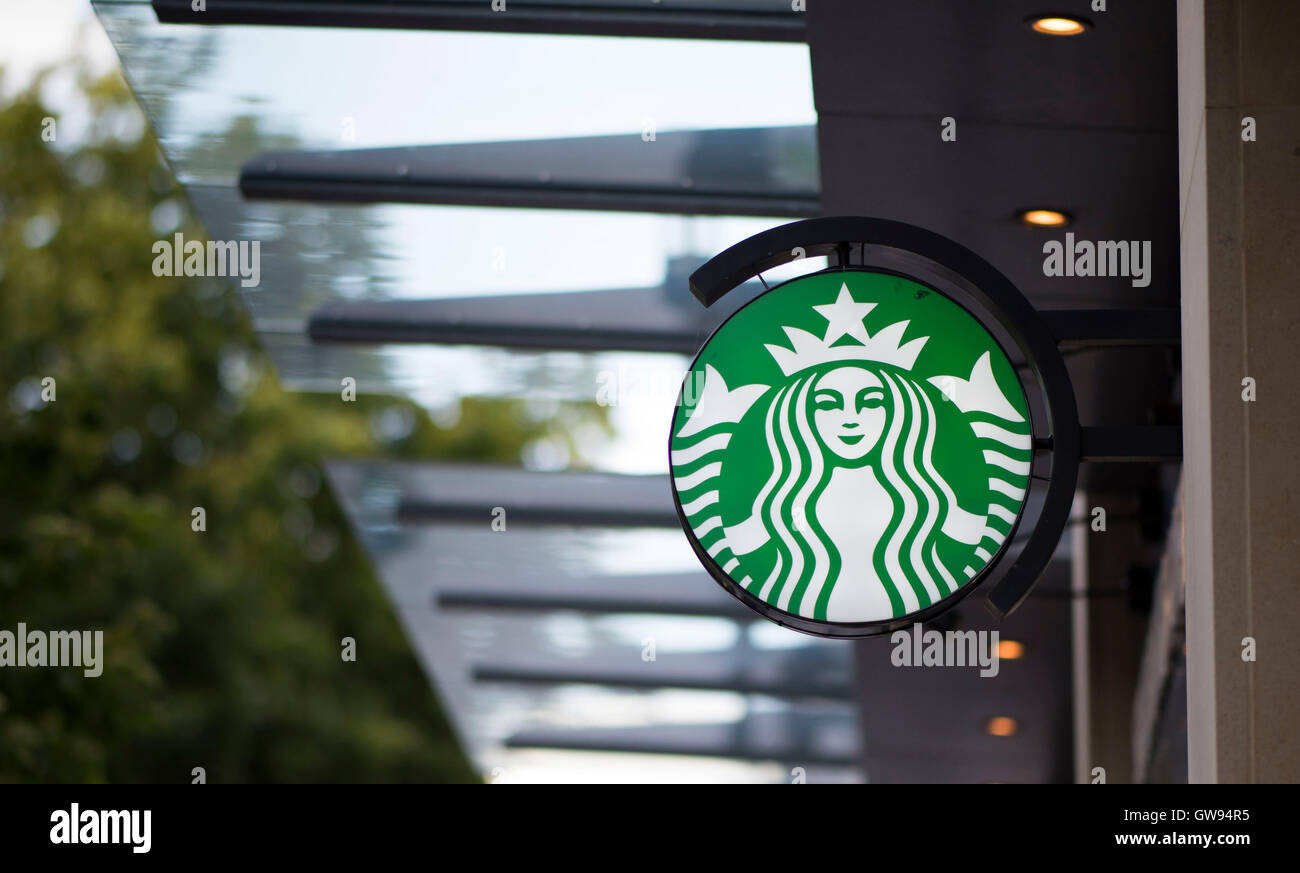 Starbucks Coffee Shop-Zeichen-Logo. Stockfoto