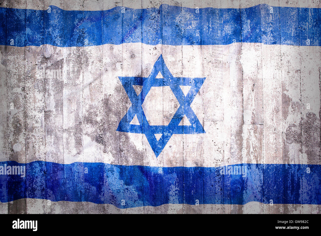 Grunge-Stil der Israel-Flagge auf eine Mauer für Hintergrund Stockfoto
