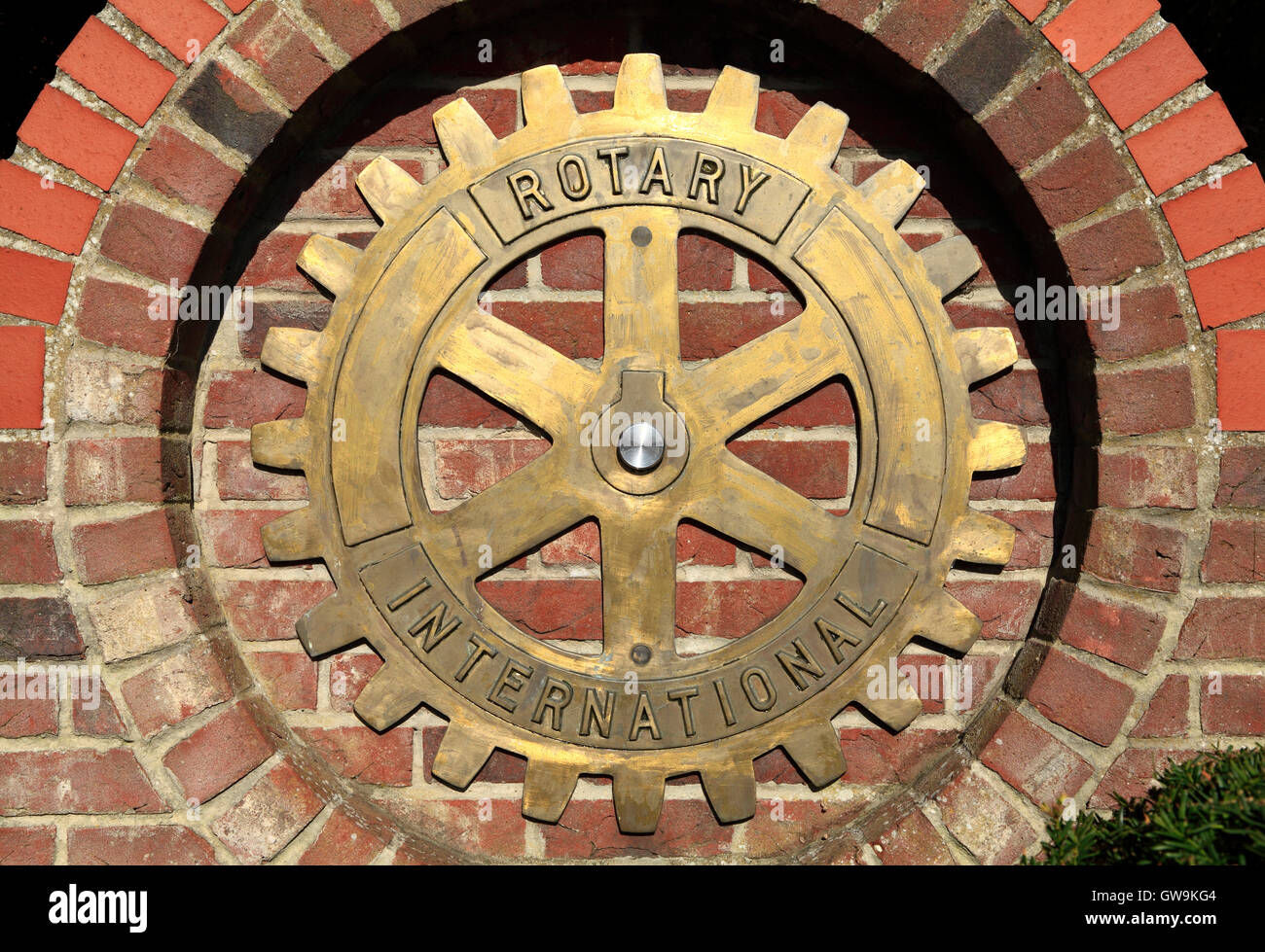 Rotary International, Logos, Insignien, Abzeichen, Hunstanton Norfolk England UK Club clubs Stockfoto