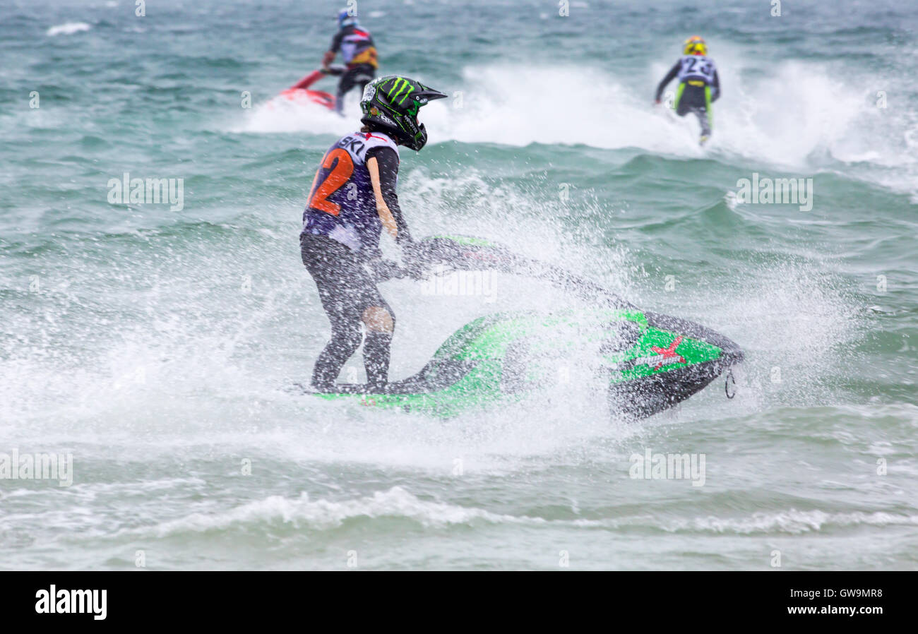 Aqua X Jetski Meisterschaften mit Jetski Rennen, Grand Prix of the Sea in Bournemouth, Dorset UK im September Stockfoto
