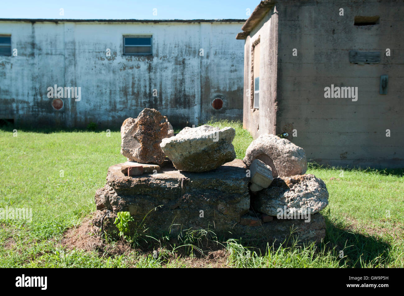 Alte, teilweise zerstörte Industrie bauen in Nord-Texas. Stockfoto