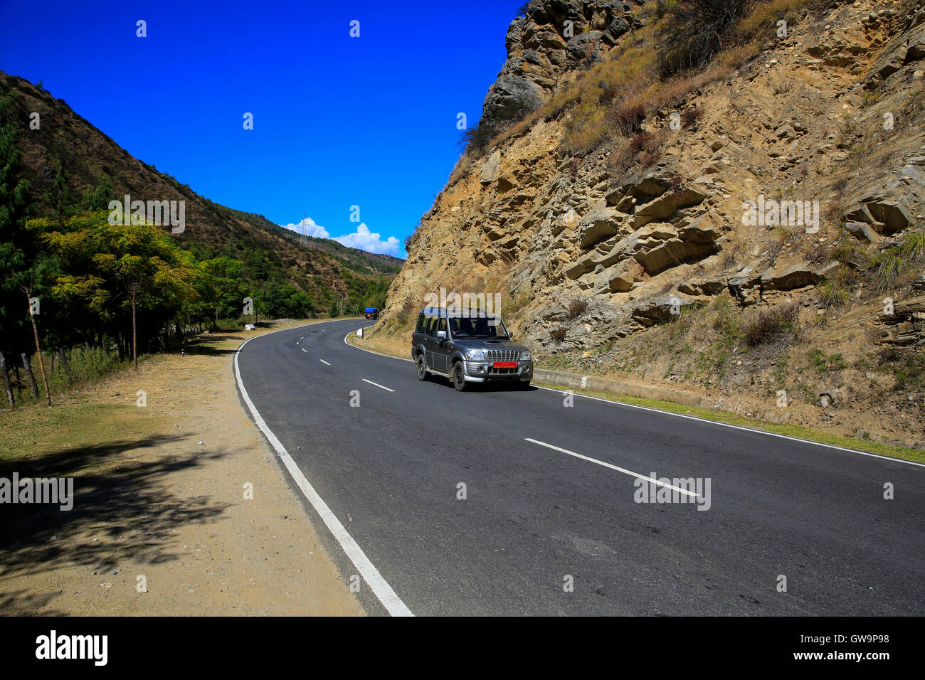 Autobahn Frpm Paro, Thimphu, Bhutan Stockfoto