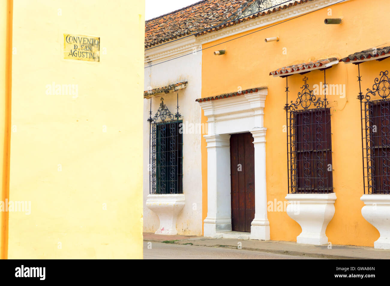 Pastell farbigen Kolonialarchitektur in Mompox, Kolumbien Stockfoto