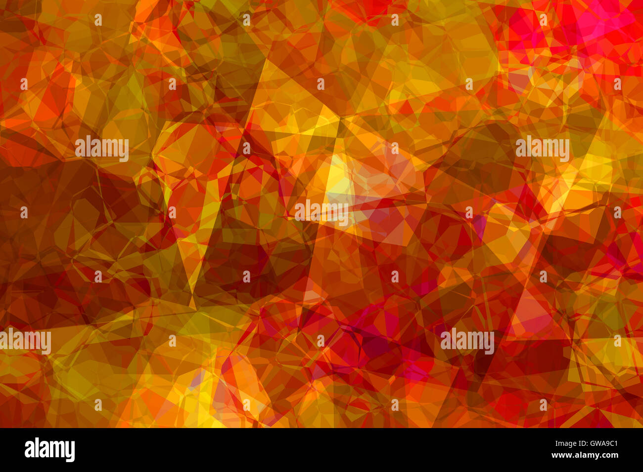 Eine abstrakte roter und gelber Hintergrund mit einem Muster aus Linien und verschiedene geometrische Figuren. Kann als Hintergrundbild verwendet werden. Stockfoto