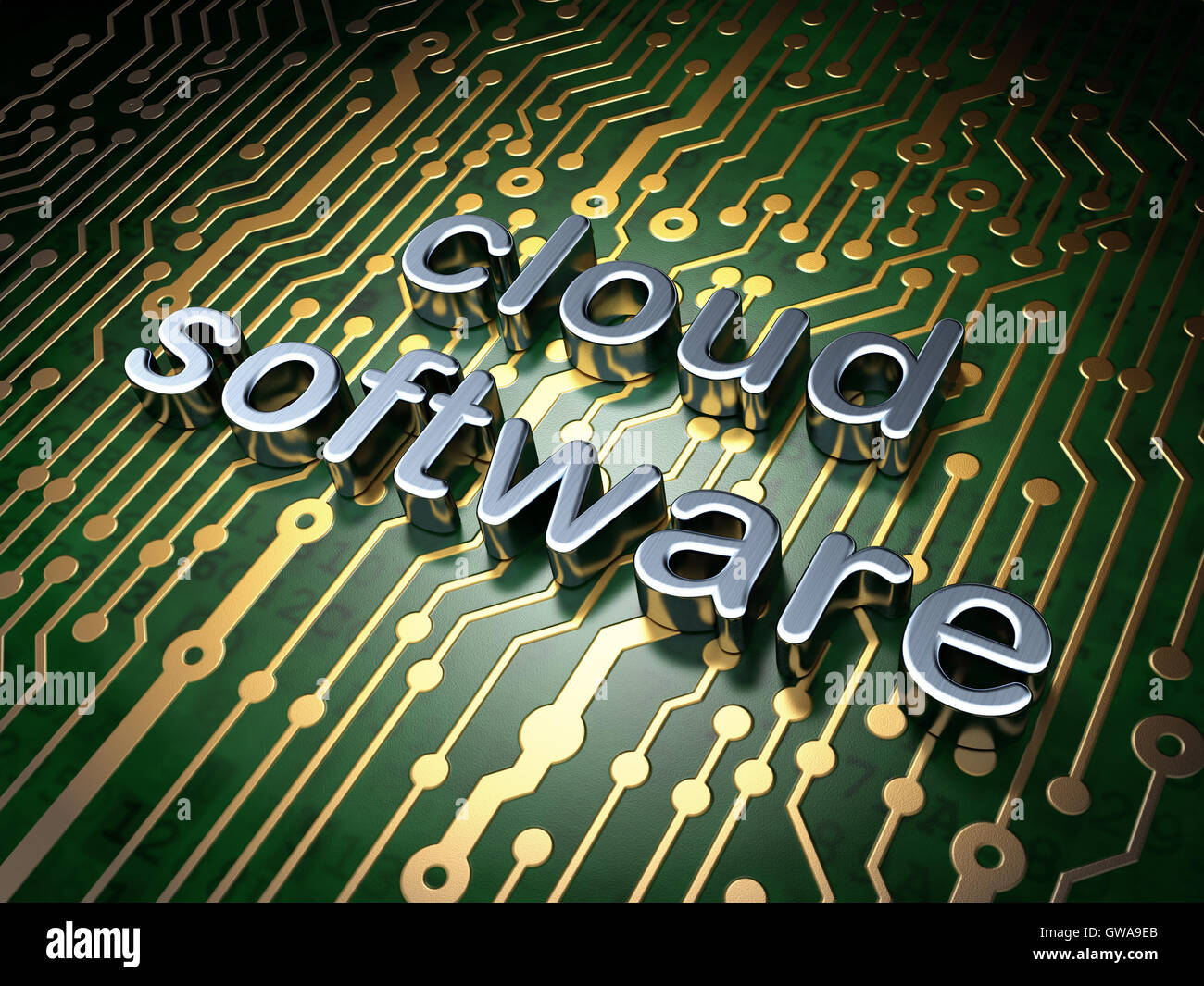 Cloud-Technologie-Konzept: Cloud-Software auf Platine Stockfoto