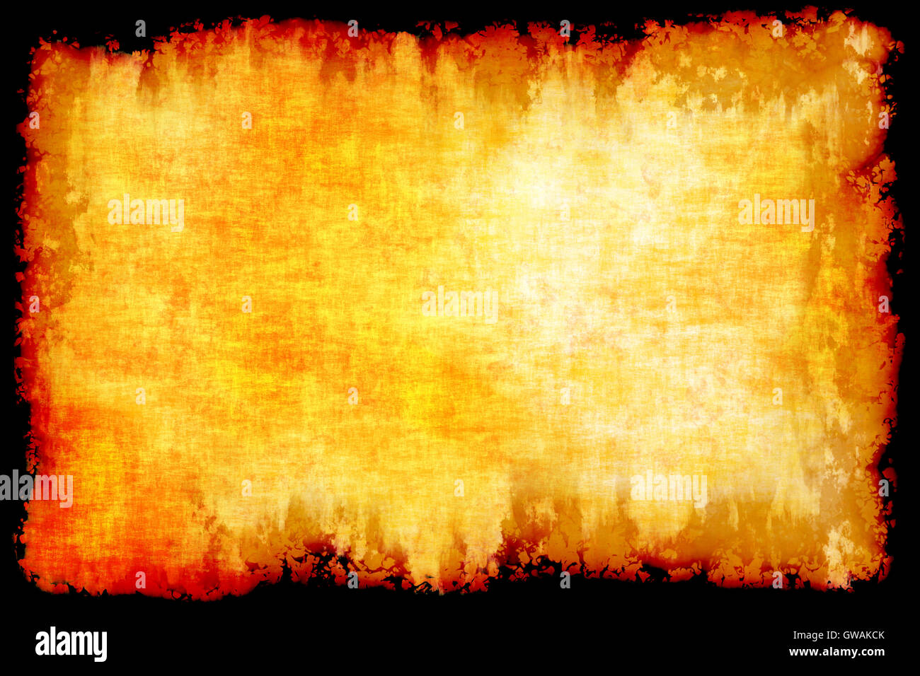 Eine abstrakte gelbe und rote Grunge Vintage-Hintergrund mit schwarzem Rand. Können auch als Hintergrundbild verwendet werden. Stockfoto