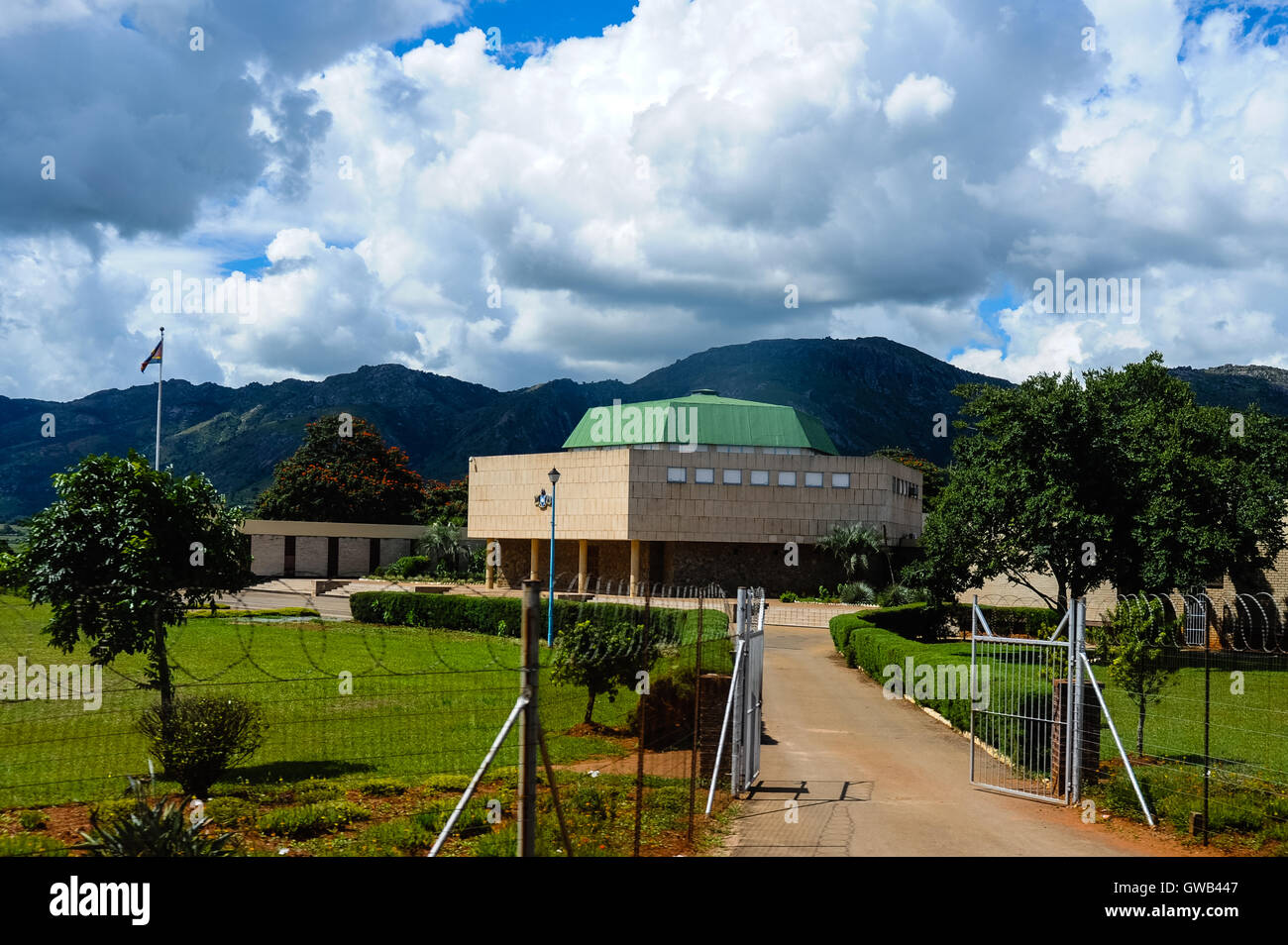 Das Parlament in Mbabane, der Hauptstadt und größte Stadt von Swasiland. Das Königreich Swasiland im südlichen Afrika und grenzt an Südafrika und Mosambik. Stockfoto