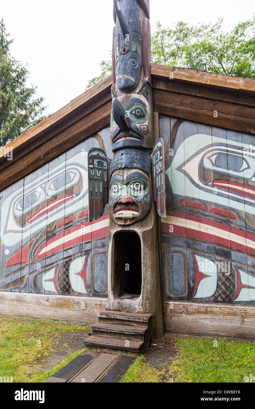Alten Inuit Totem Lodge in Alaska Stockfoto